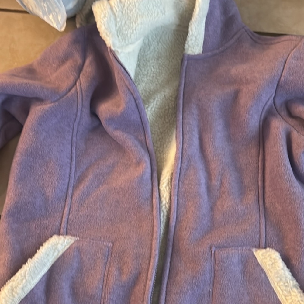 Cozy Purple Fleece Jacket with Cream Lining